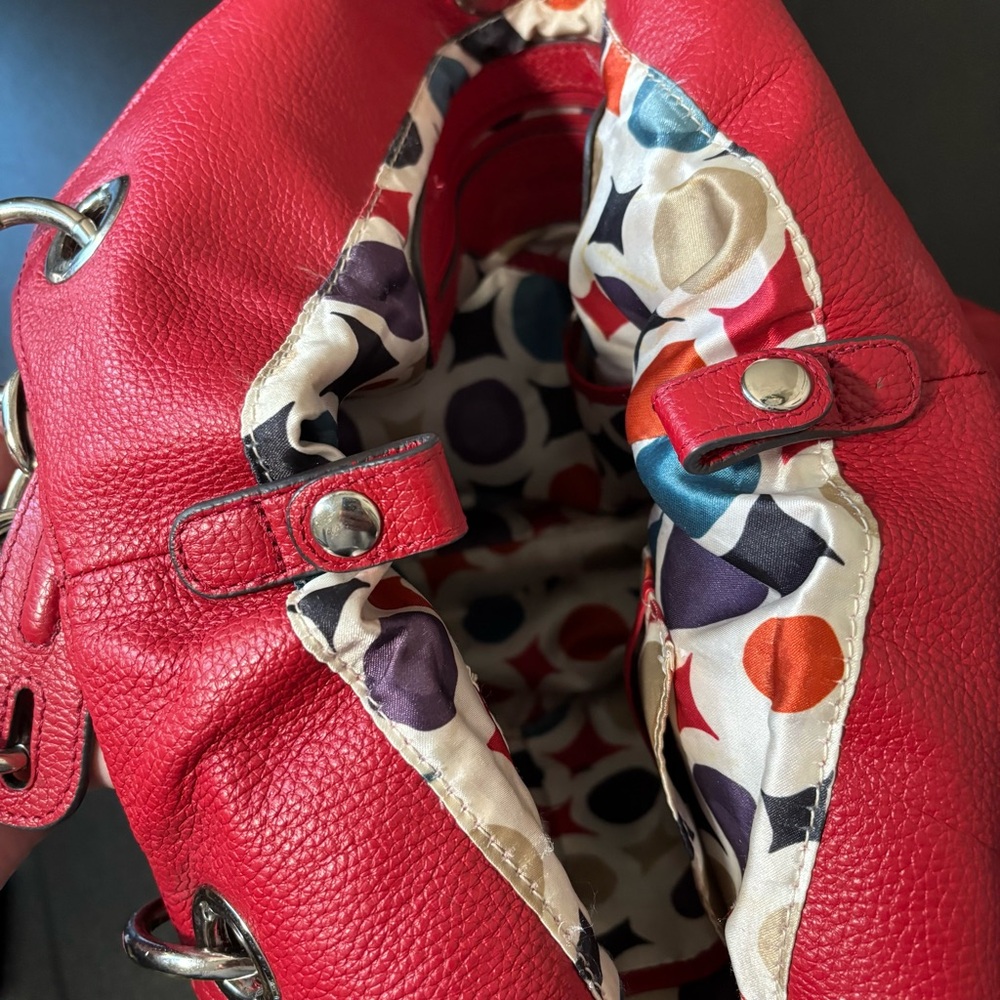 Grace Adele Red Pebbled Leather Hobo Shoulder Bag - Picture 13 of 13
